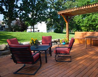 a photo o a beautiful backyard of someone's home